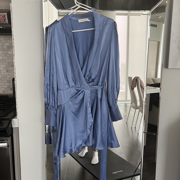 Zimmerman blue silk wrap dress - Picture 6 of 7